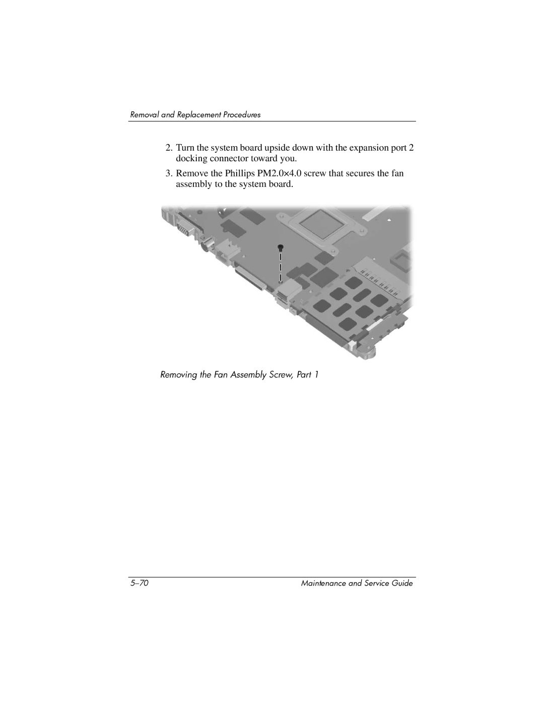 Compaq 407511-002 manual Removing the Fan Assembly Screw, Part 