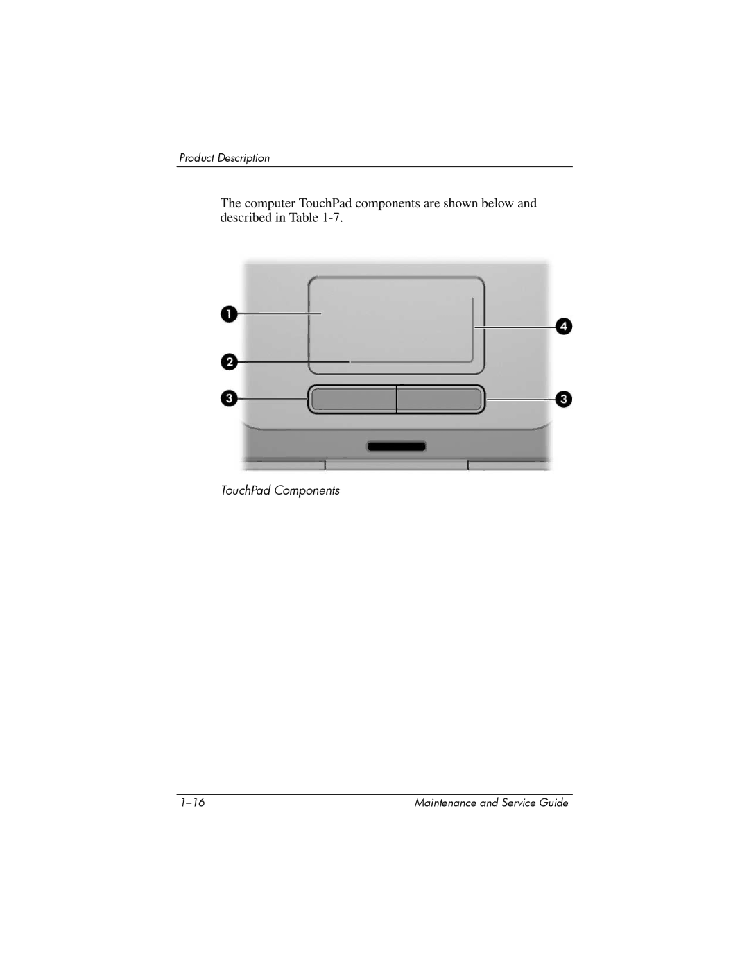 Compaq 407511-002 manual TouchPad Components 