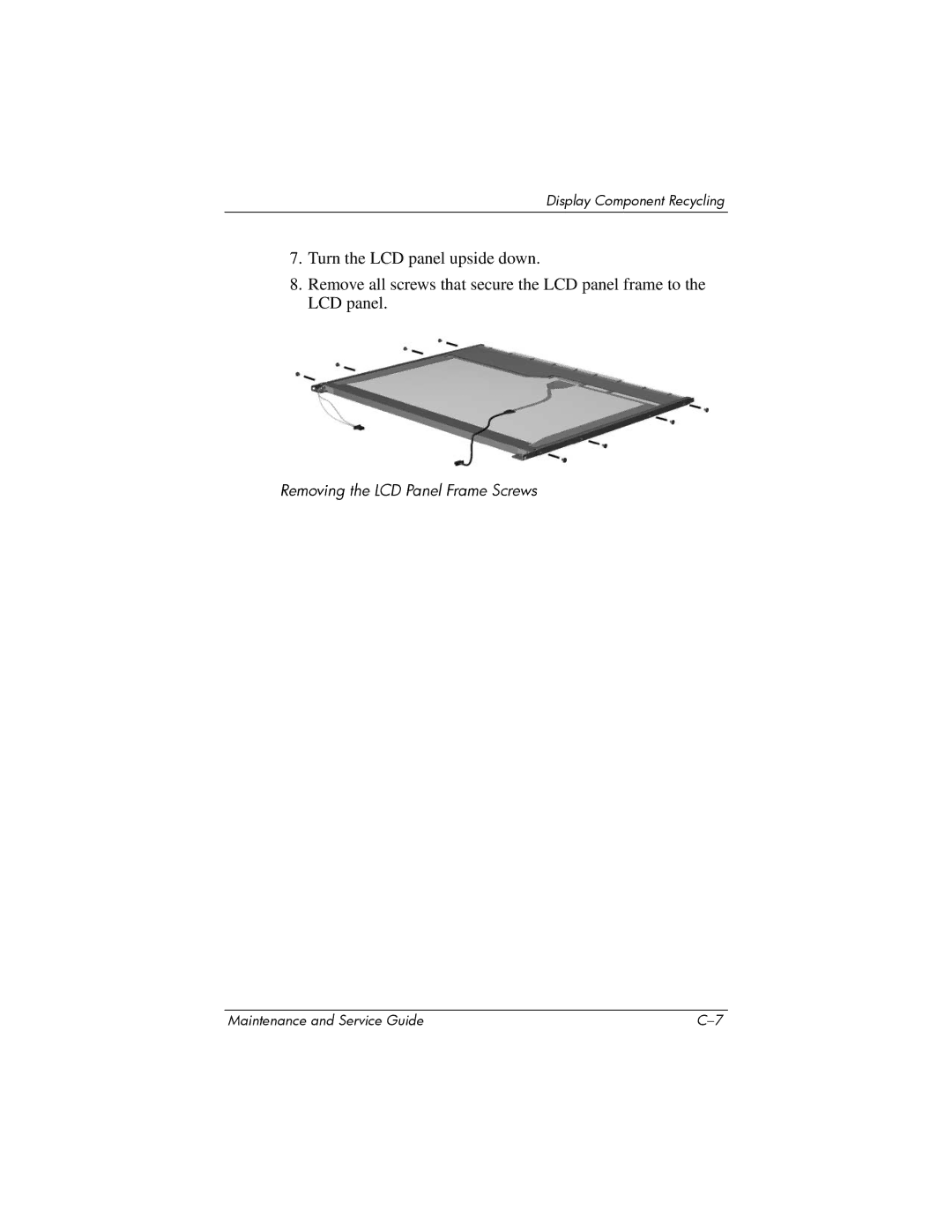 Compaq 407511-002 manual Removing the LCD Panel Frame Screws 