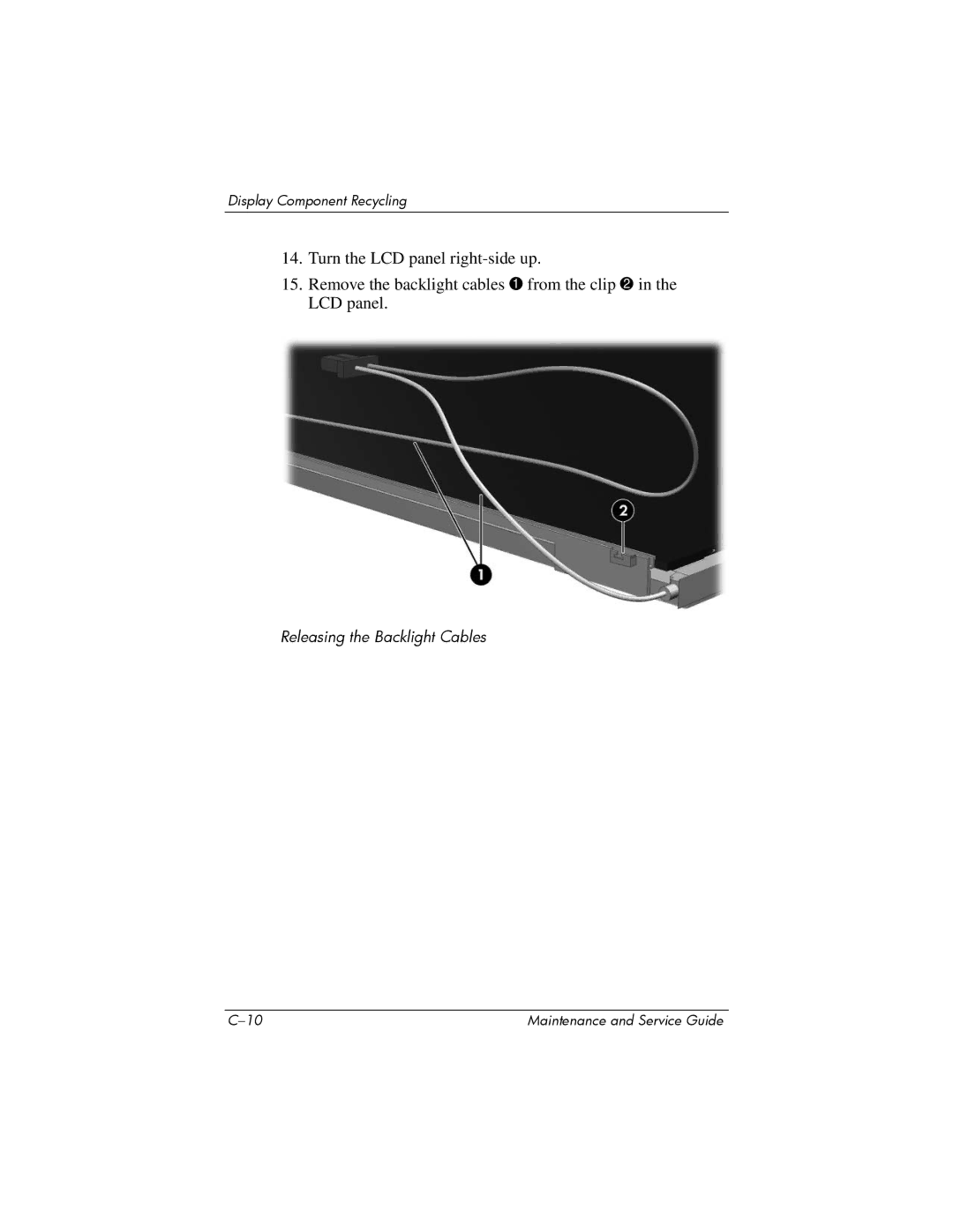 Compaq 407511-002 manual Releasing the Backlight Cables 