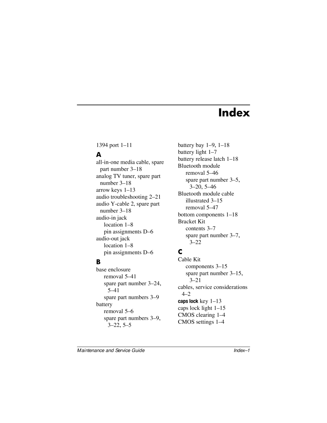 Compaq 407511-002 manual Index 