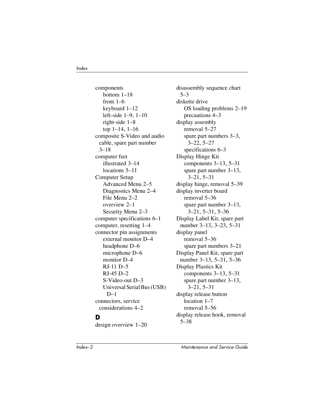 Compaq 407511-002 manual Index 