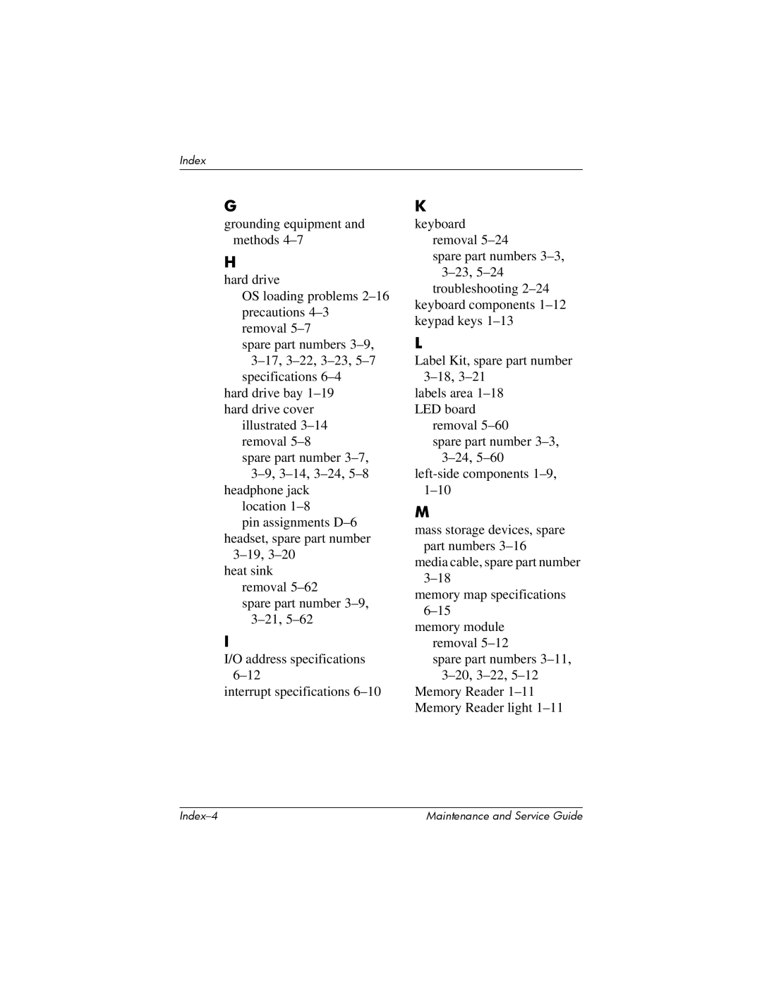 Compaq 407511-002 manual Index-4 