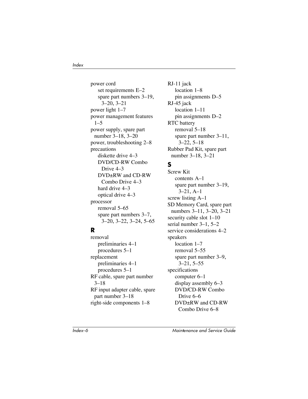 Compaq 407511-002 manual Index-6 