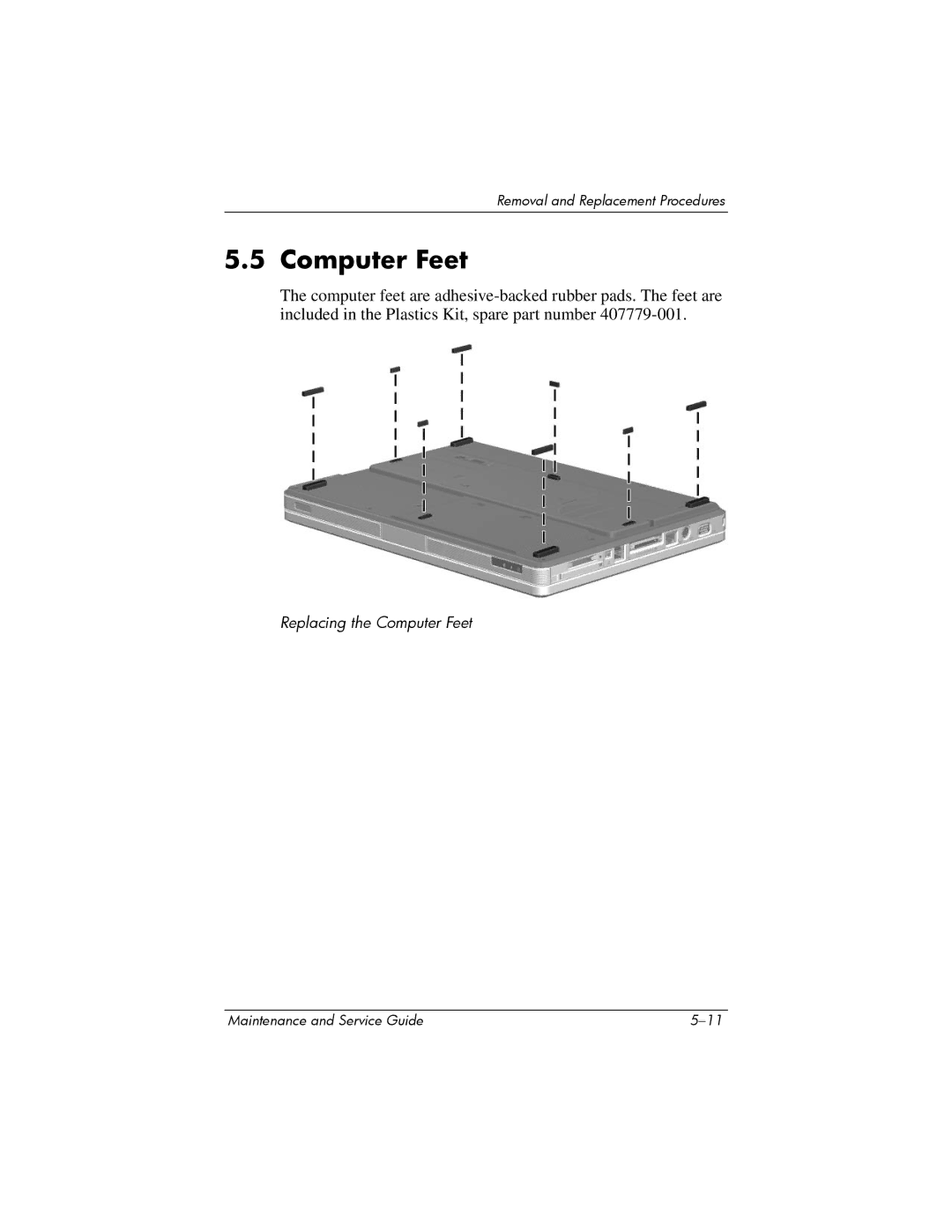 Compaq 407511-002 manual Computer Feet 