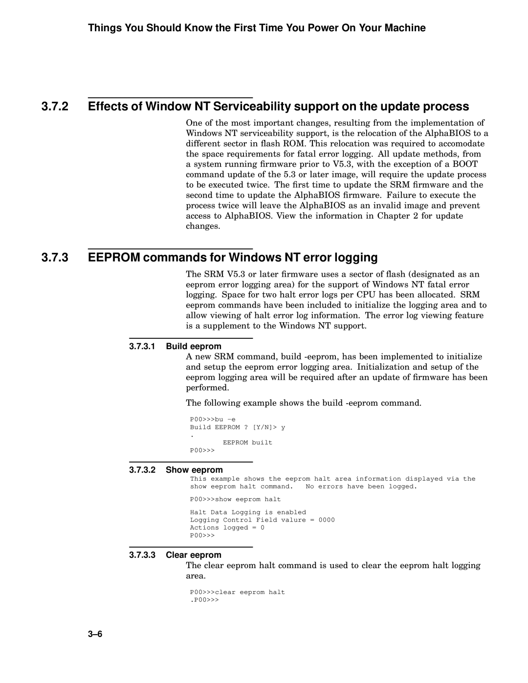 Compaq 4100 manual Eeprom commands for Windows NT error logging, Build eeprom 