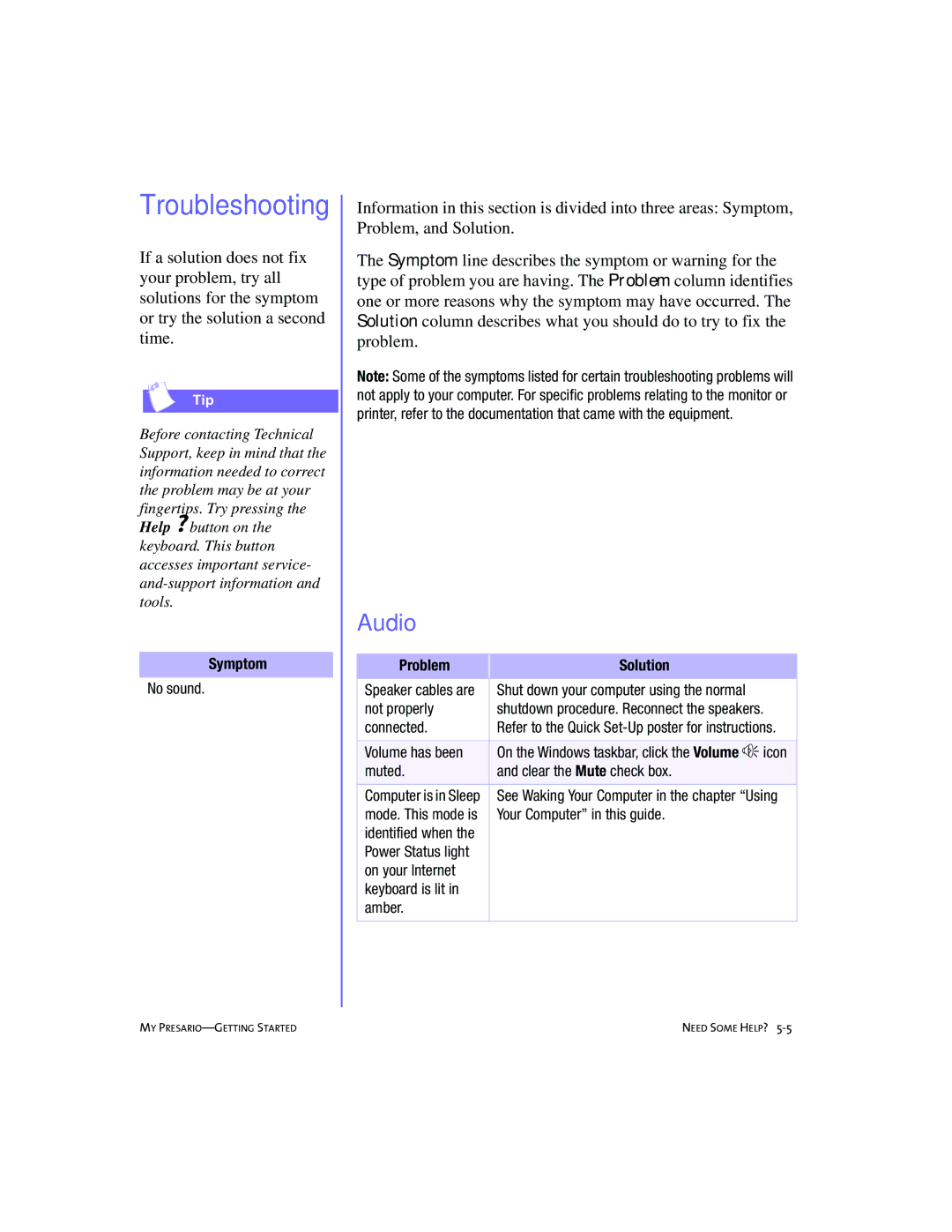 Compaq 4103TH manual Audio 