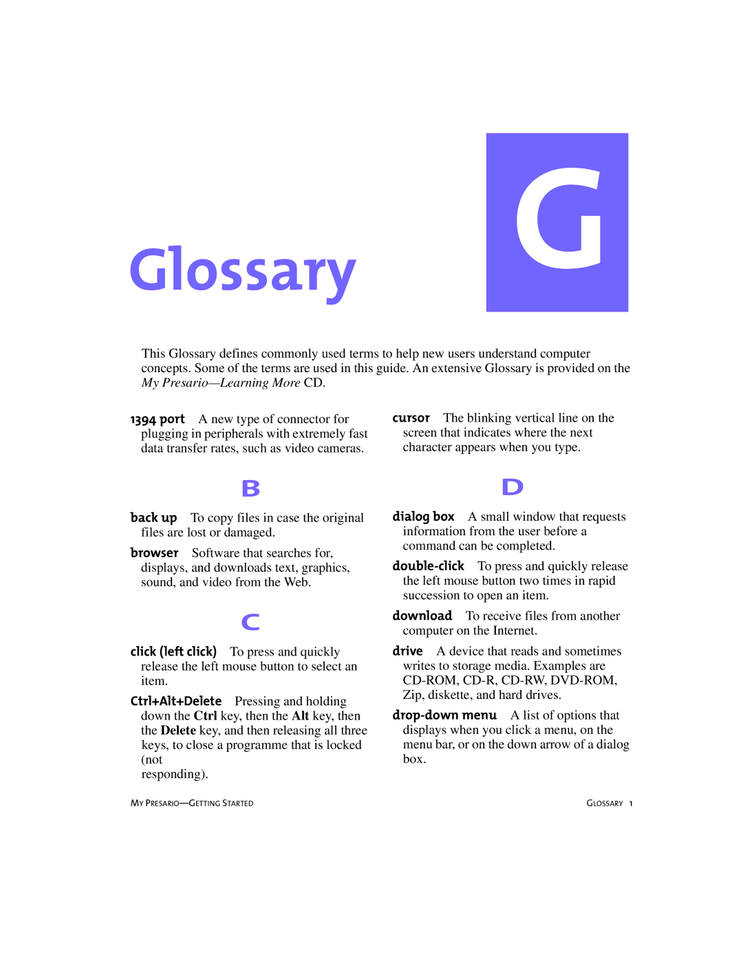 Compaq 4103TH manual Glossary 