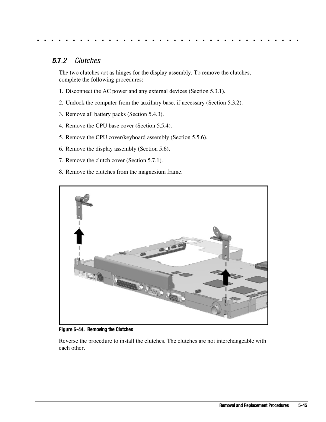 Compaq 4130T, 4150T, 4140T, 4131T, 4200, 4125T, 4160T SLIMLINE, 4125D, 4115, 4120T, 4110D manual Removing the Clutches 