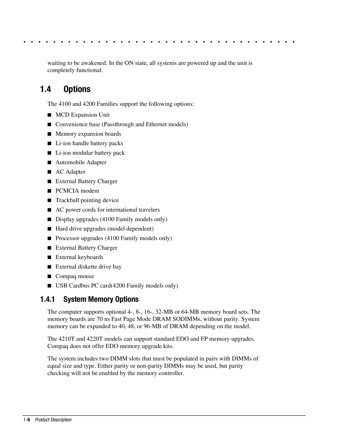 Compaq 4130T, 4150T, 4140T, 4131T, 4200, 4125T, 4160T SLIMLINE, 4125D, 4115, 4120T, 4110D manual System Memory Options 