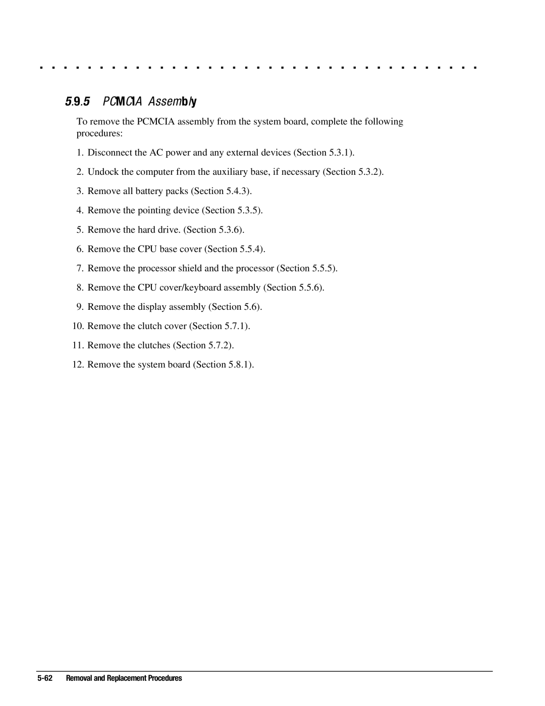 Compaq 4125D, 4130T, 4150T, 4140T, 4131T, 4200, 4125T, 4160T SLIMLINE, 4115, 4120T, 4110D manual Pcmcia Assembly 