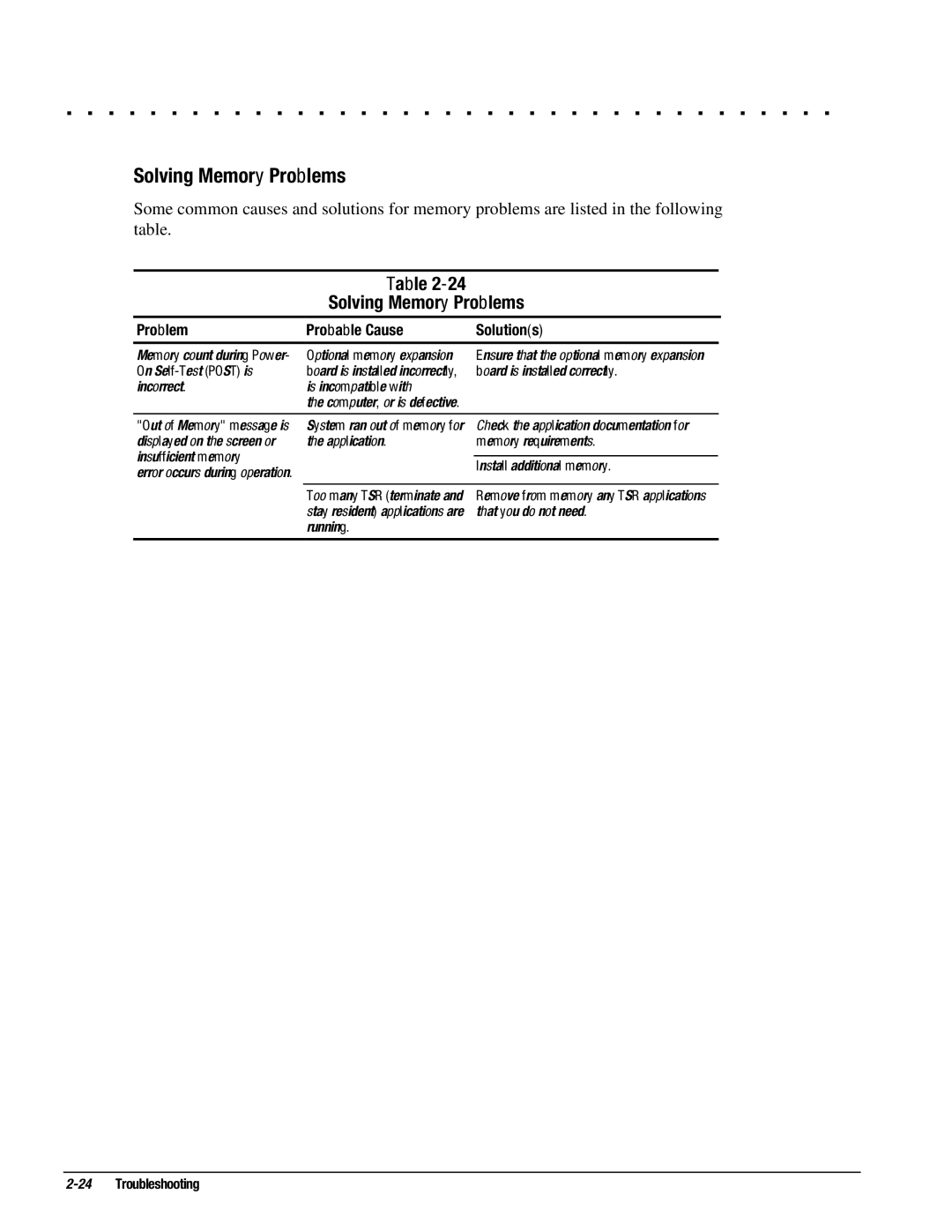 Compaq 4125D Solving Memory Problems, Memory count during Power- On Self-Test Post is incorrect, That you do not need 