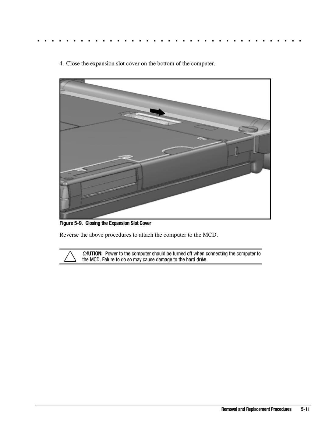 Compaq 4150T, 4130T, 4140T, 4131T, 4200, 4125T, 4160T, 4120, 4125D Close the expansion slot cover on the bottom of the computer 