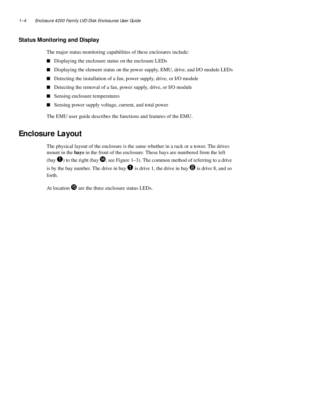 Compaq 4200 Family manual Enclosure Layout, Status Monitoring and Display 