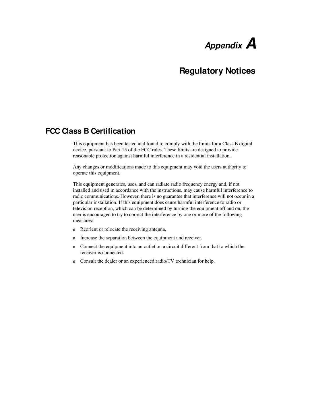 Compaq 4200 Family manual Regulatory Notices, FCC Class B Certification 