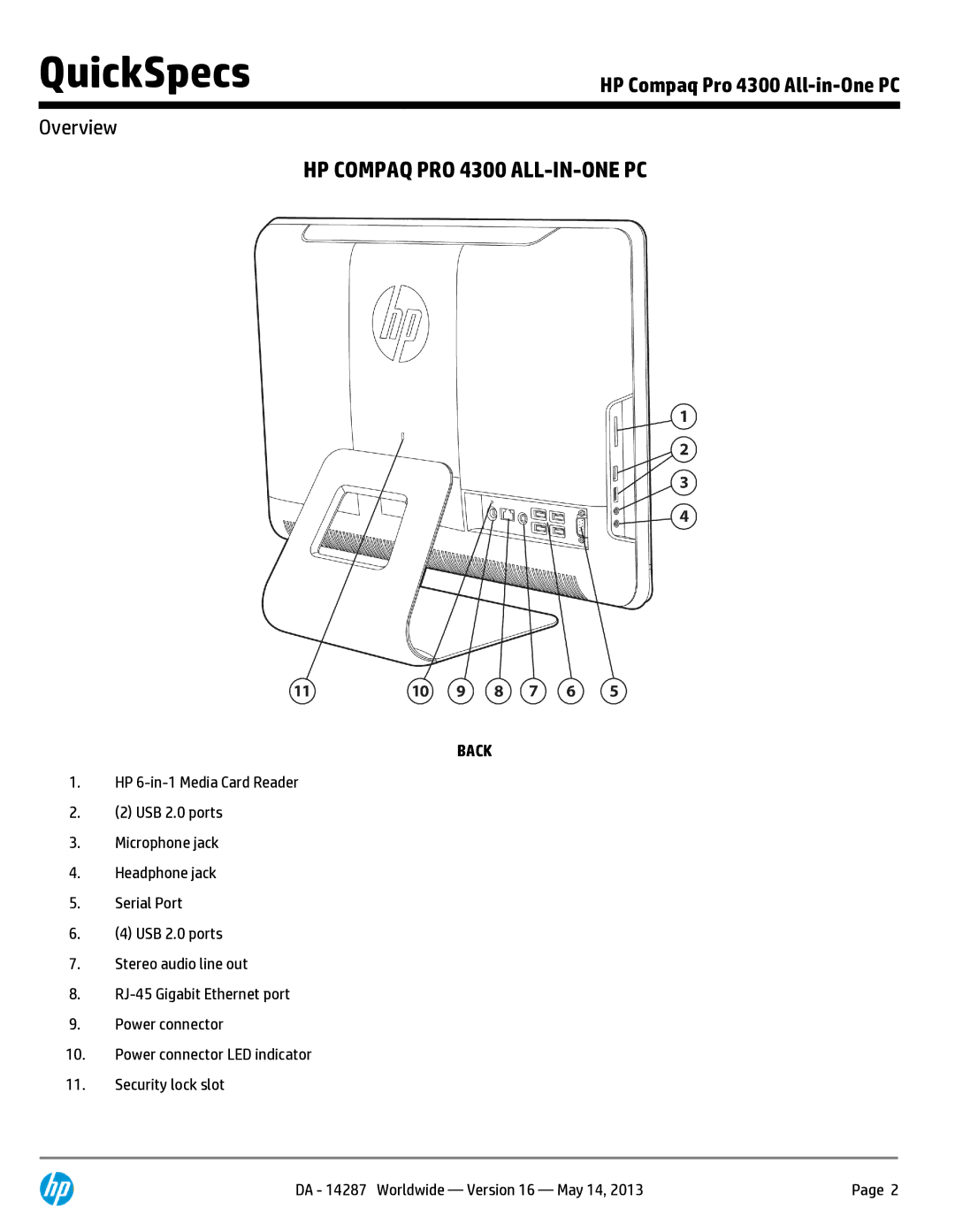 Compaq 4300 manual Back 