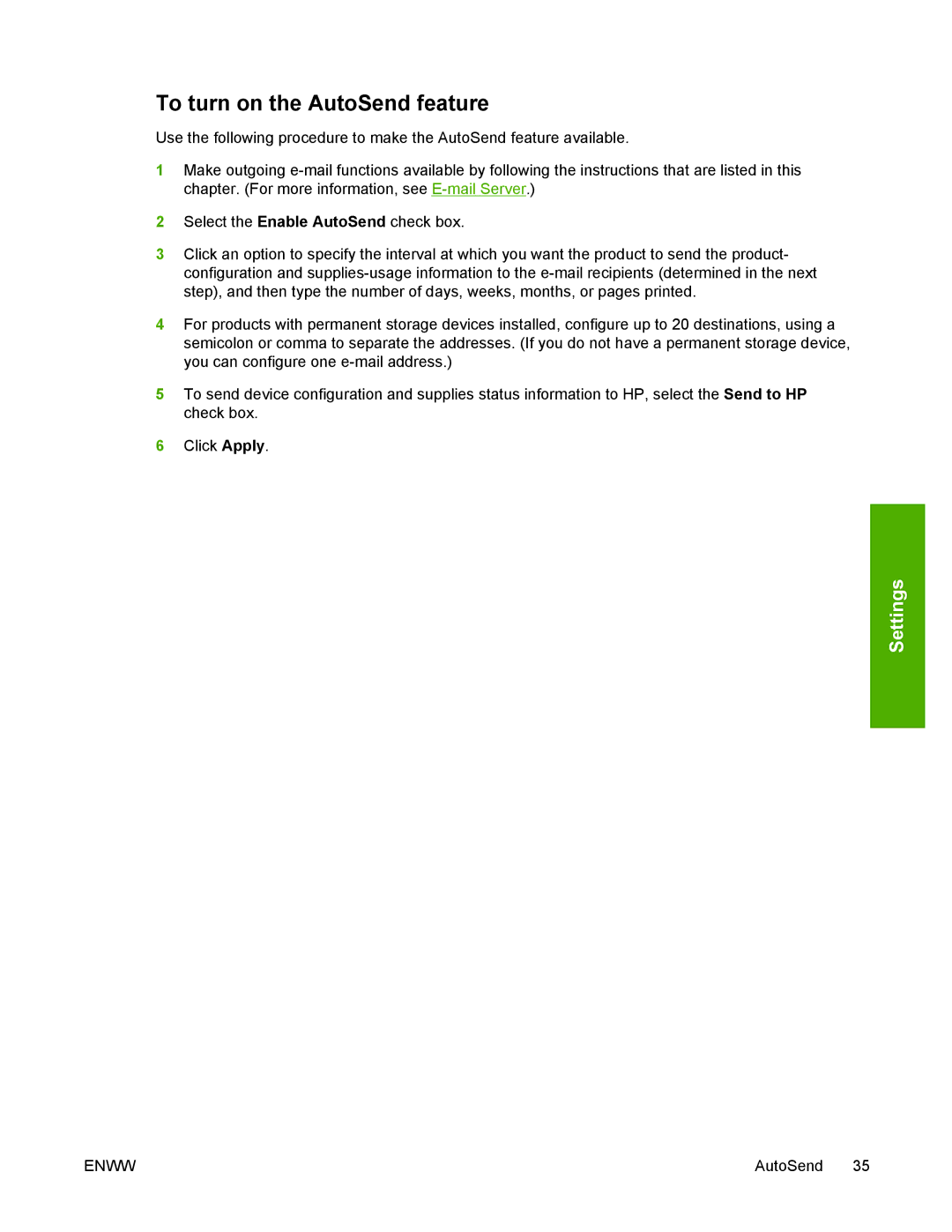 Compaq 4700 HP manual To turn on the AutoSend feature 