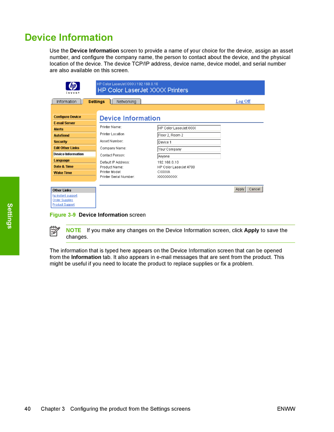 Compaq 4700 HP manual 9Device Information screen 