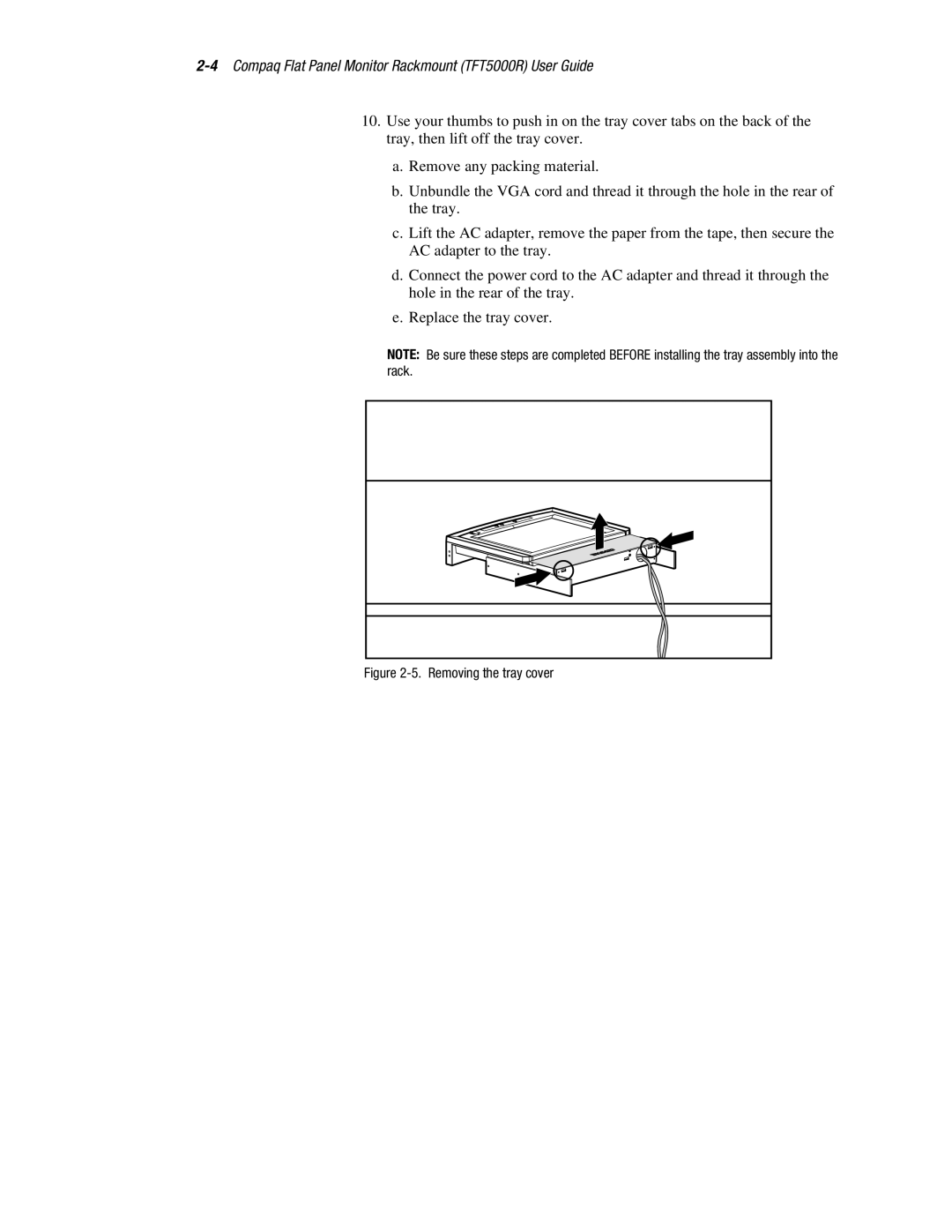 Compaq manual 4Compaq Flat Panel Monitor Rackmount TFT5000R User Guide 