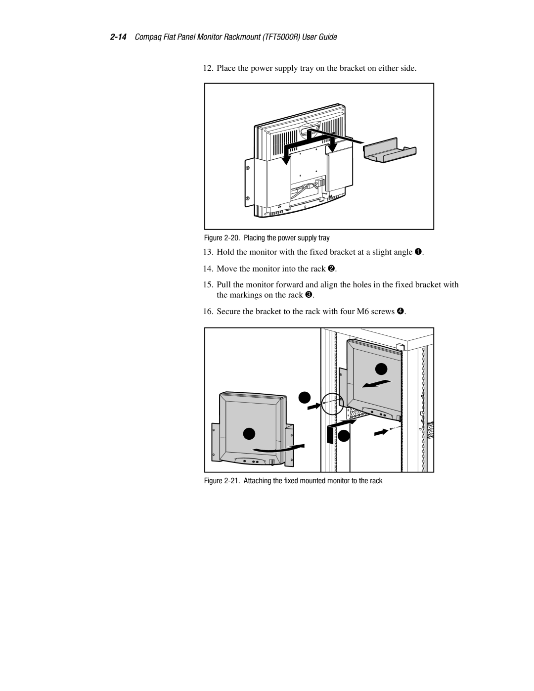 Compaq manual 14Compaq Flat Panel Monitor Rackmount TFT5000R User Guide 