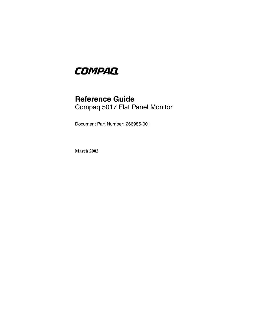 Compaq 5017 manual Reference Guide 