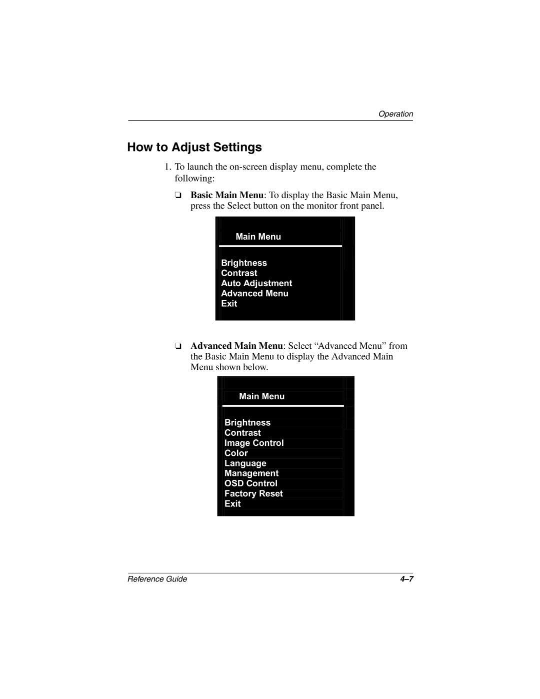 Compaq 5017 manual How to Adjust Settings 