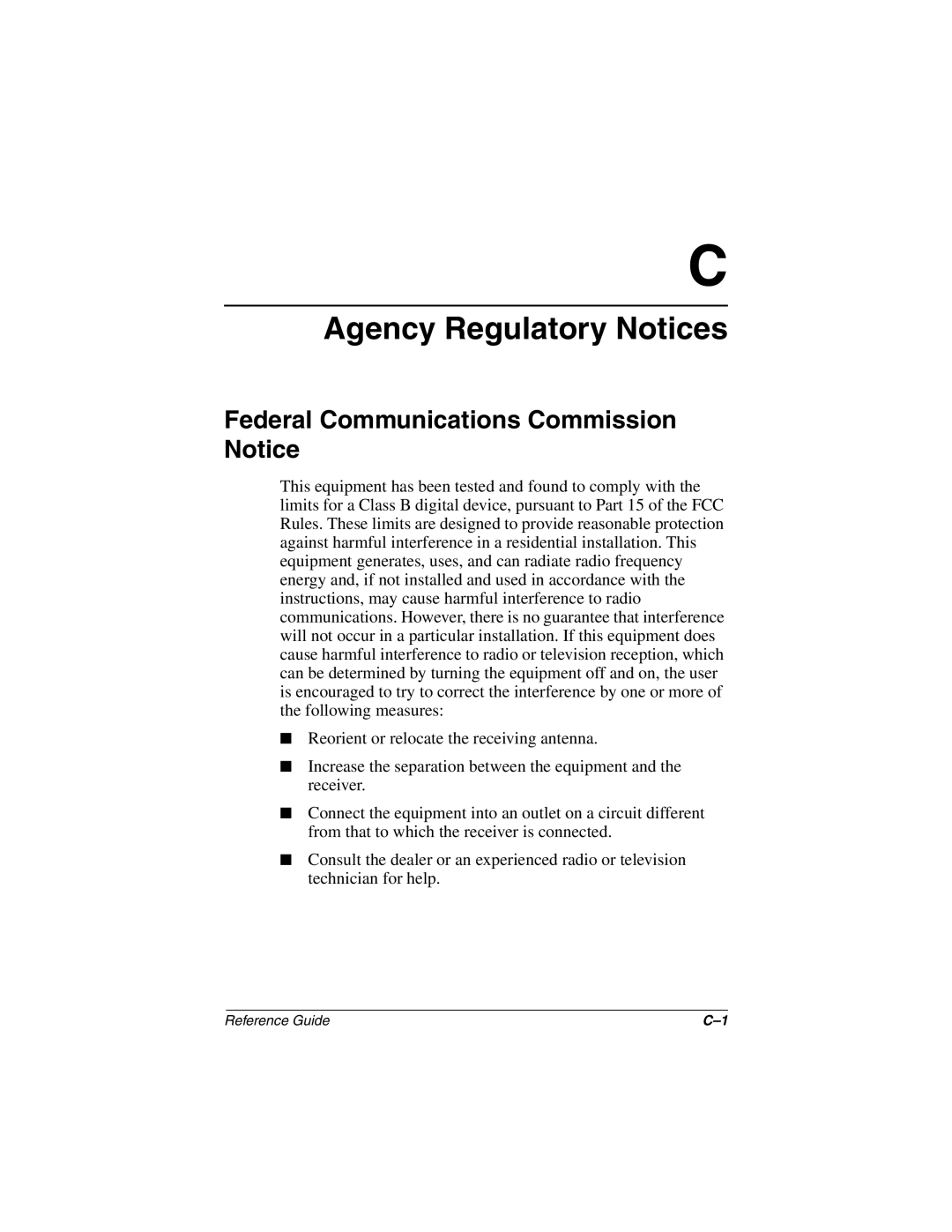 Compaq 5017 manual Agency Regulatory Notices, Federal Communications Commission Notice 