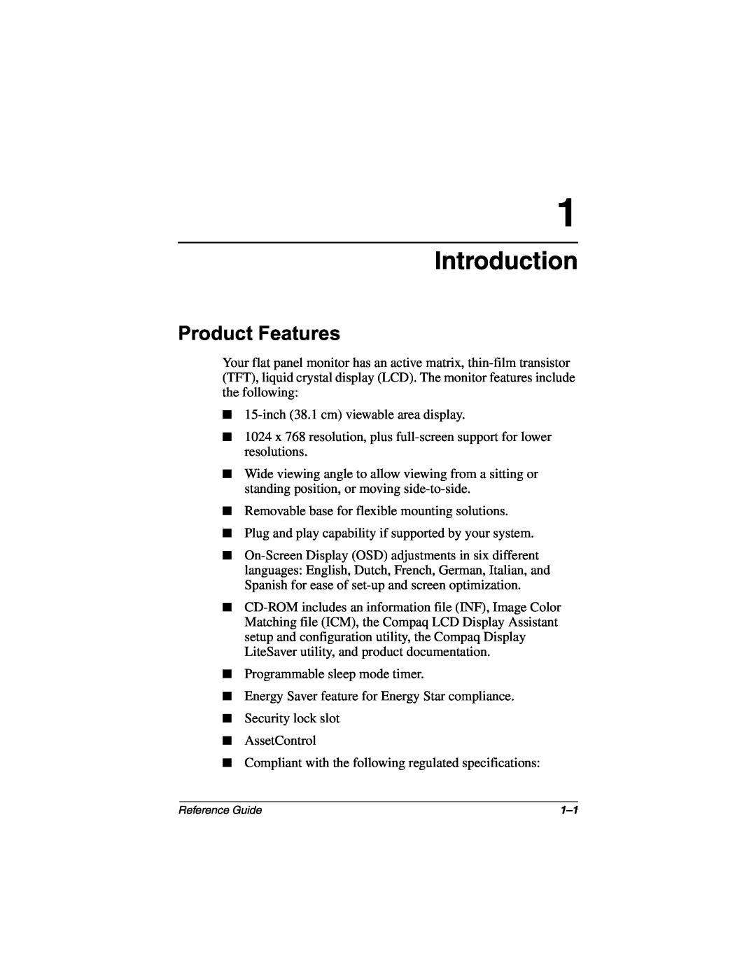 Compaq 5017 manual Introduction, Product Features 