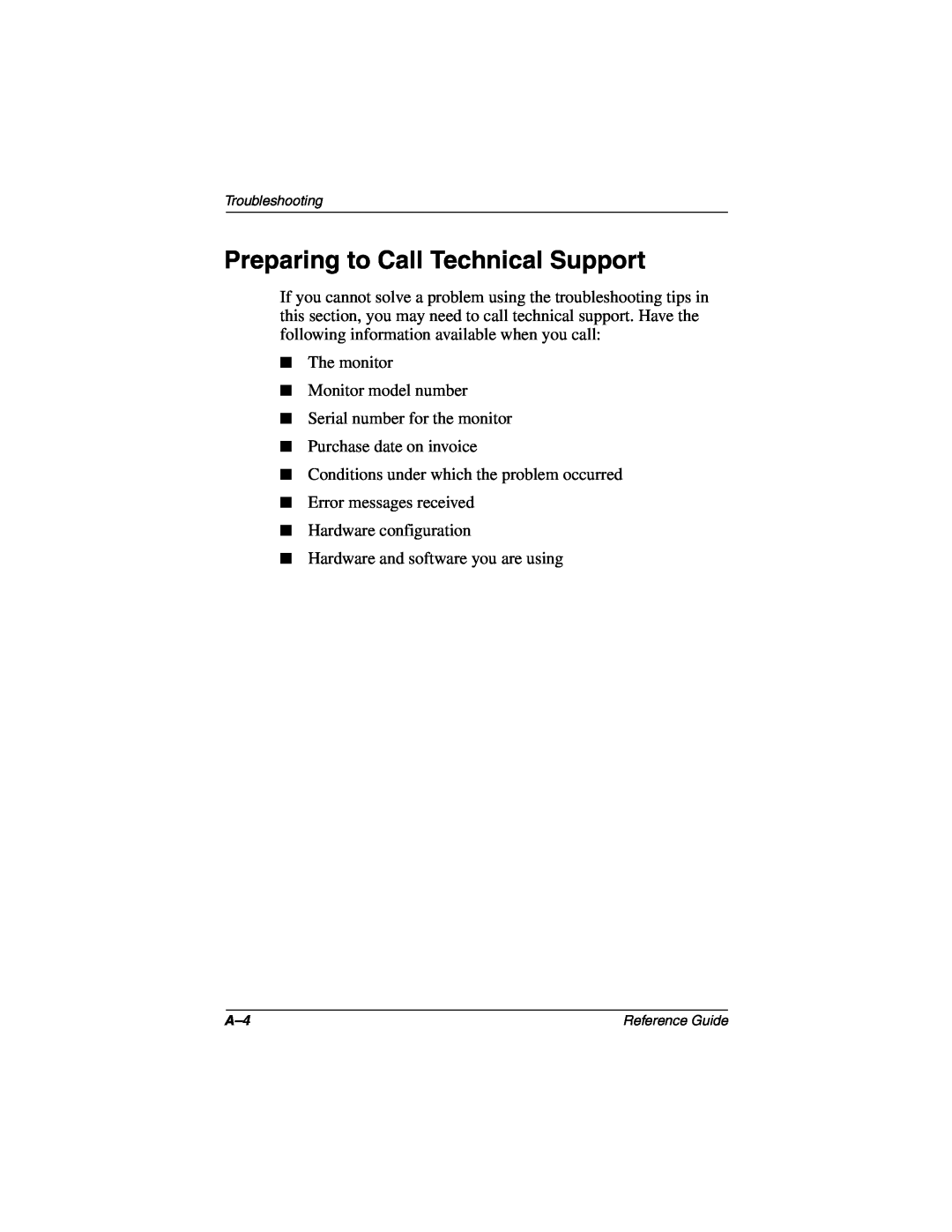 Compaq 5017 manual Preparing to Call Technical Support 