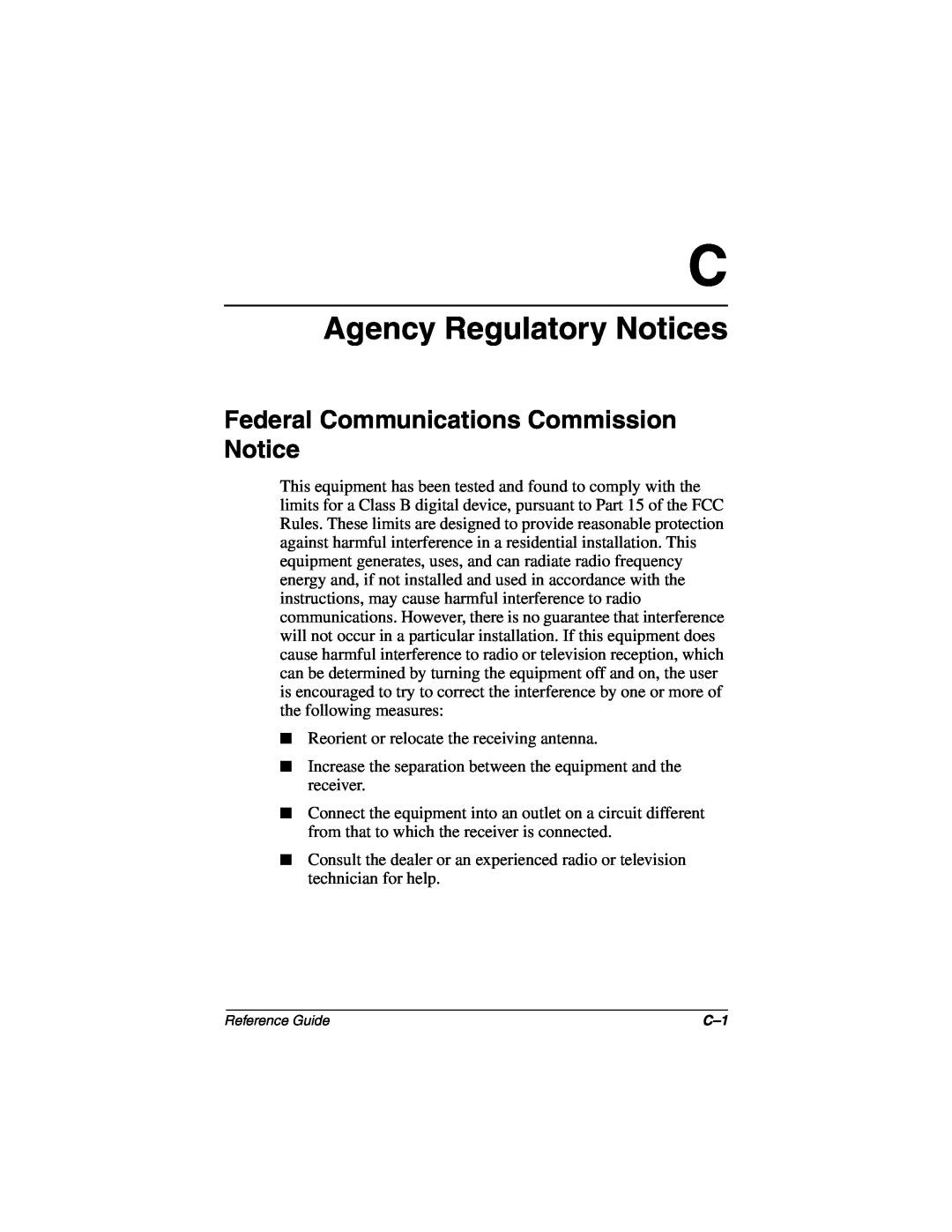 Compaq 5017 manual Agency Regulatory Notices, Federal Communications Commission Notice 