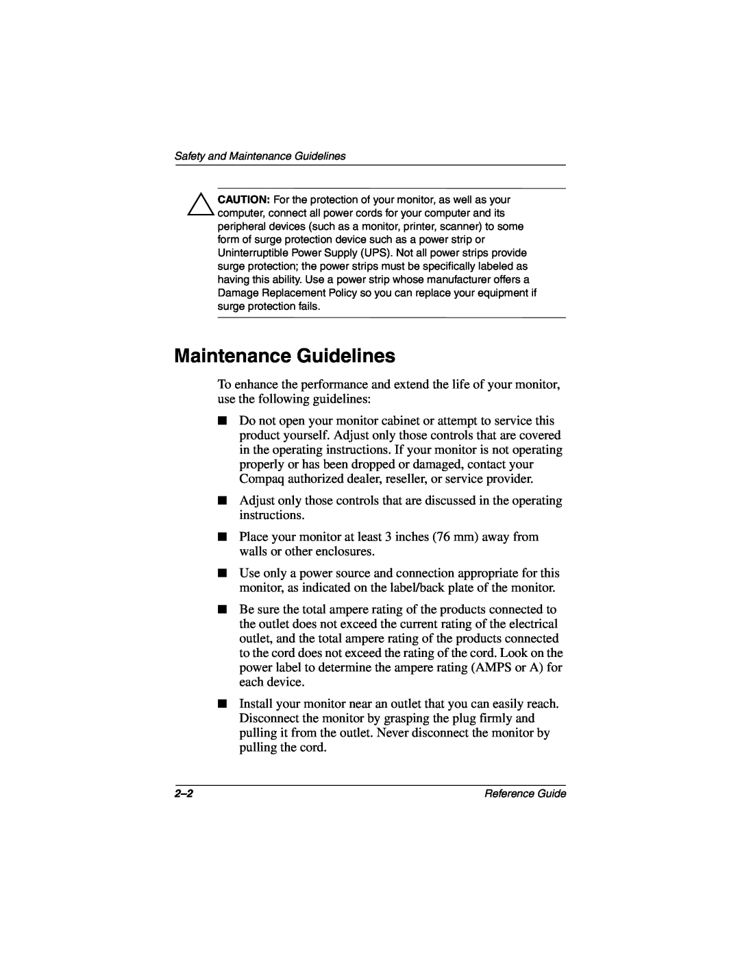 Compaq 5017 manual Safety and Maintenance Guidelines 