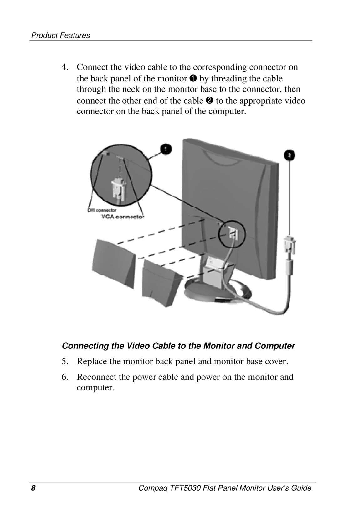 Compaq 5030 manual Connecting the Video Cable to the Monitor and Computer 