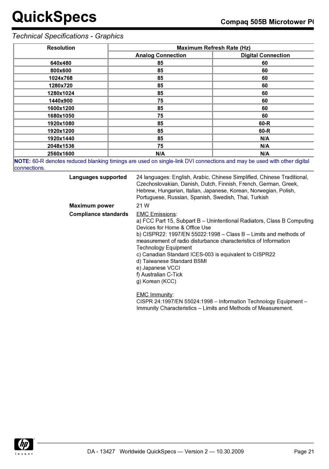 Compaq 505B manual Portuguese, Russian, Spanish, Swedish, Thai, Turkish 