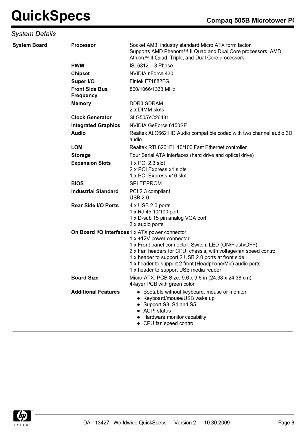 Compaq 505B manual Pwm, Lom, Bios 