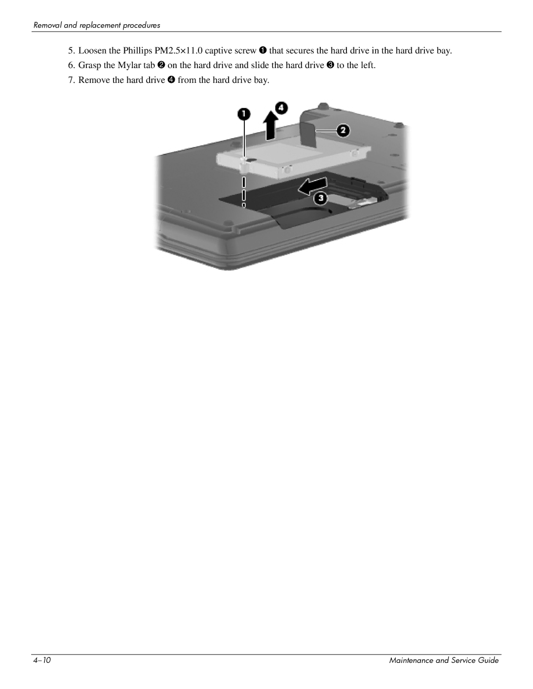 Compaq 515, 511, 510 manual Removal and replacement procedures 