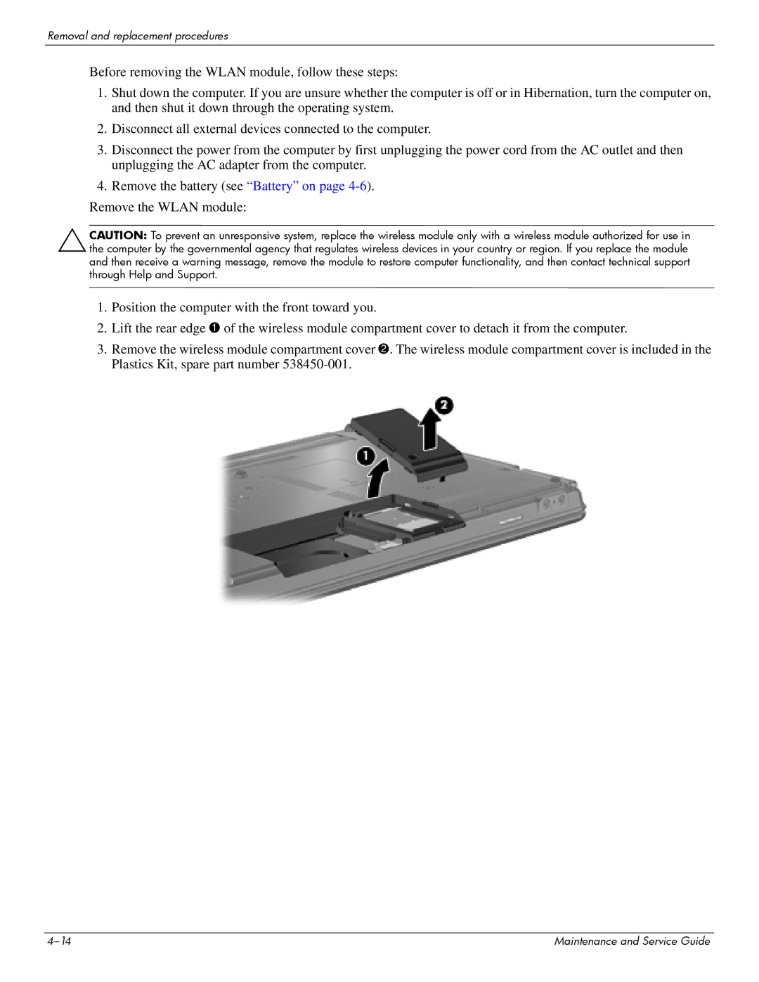 Compaq 511, 510, 515 manual Removal and replacement procedures 