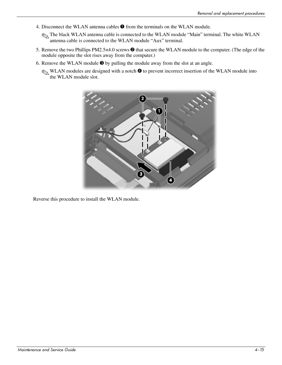 Compaq 510, 511, 515 manual Removal and replacement procedures 