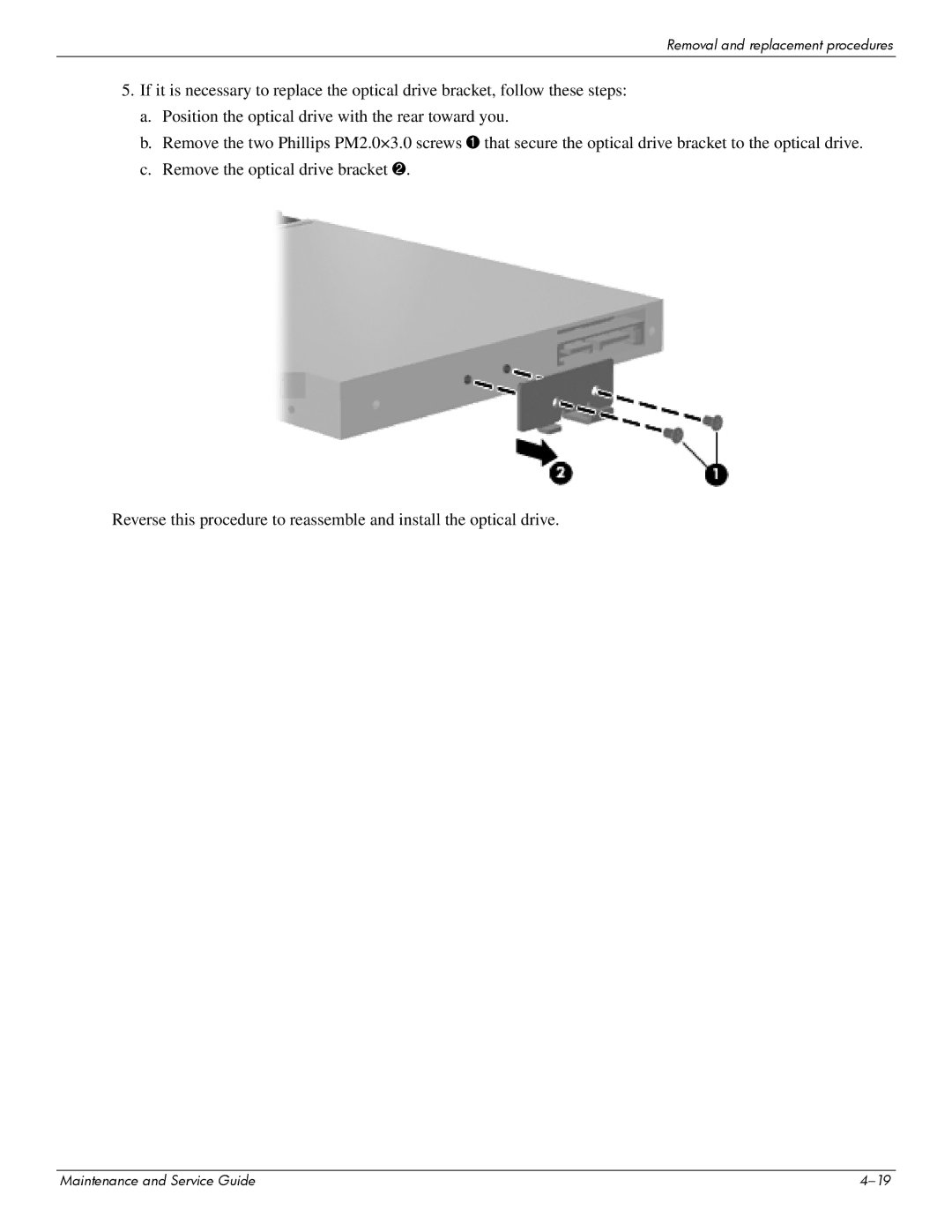 Compaq 515, 511, 510 manual Removal and replacement procedures 