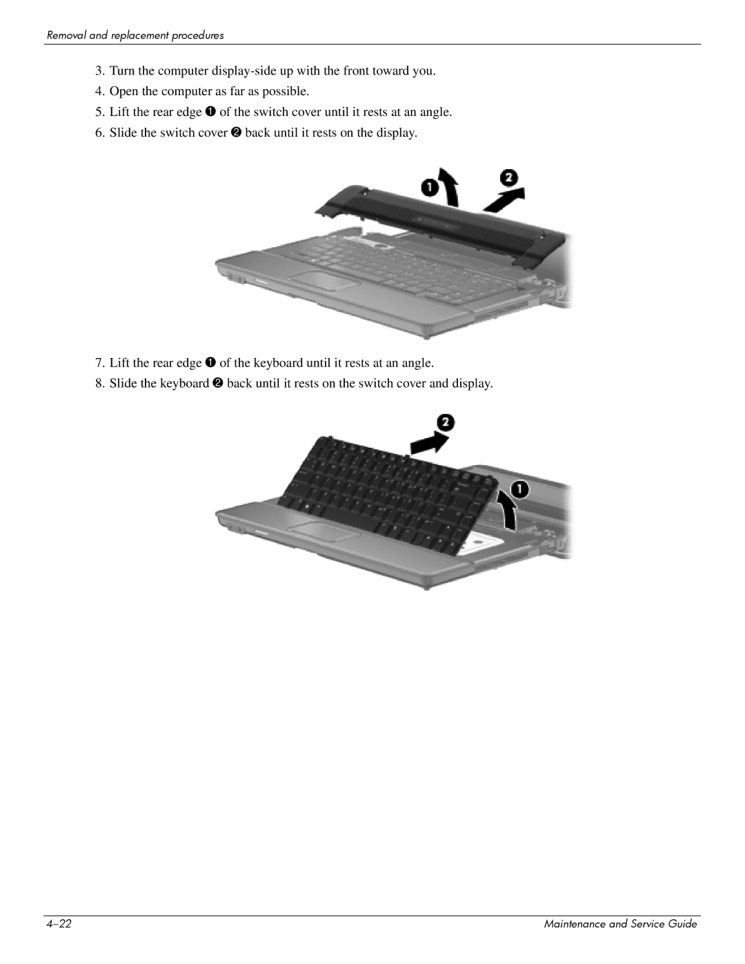 Compaq 515, 511, 510 manual Removal and replacement procedures 