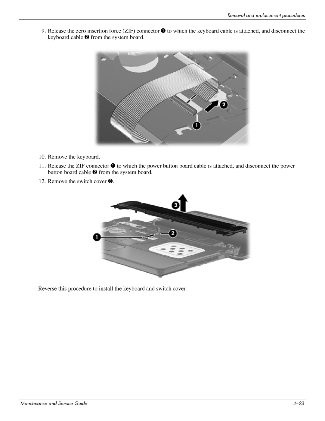 Compaq 511, 510, 515 manual Removal and replacement procedures 