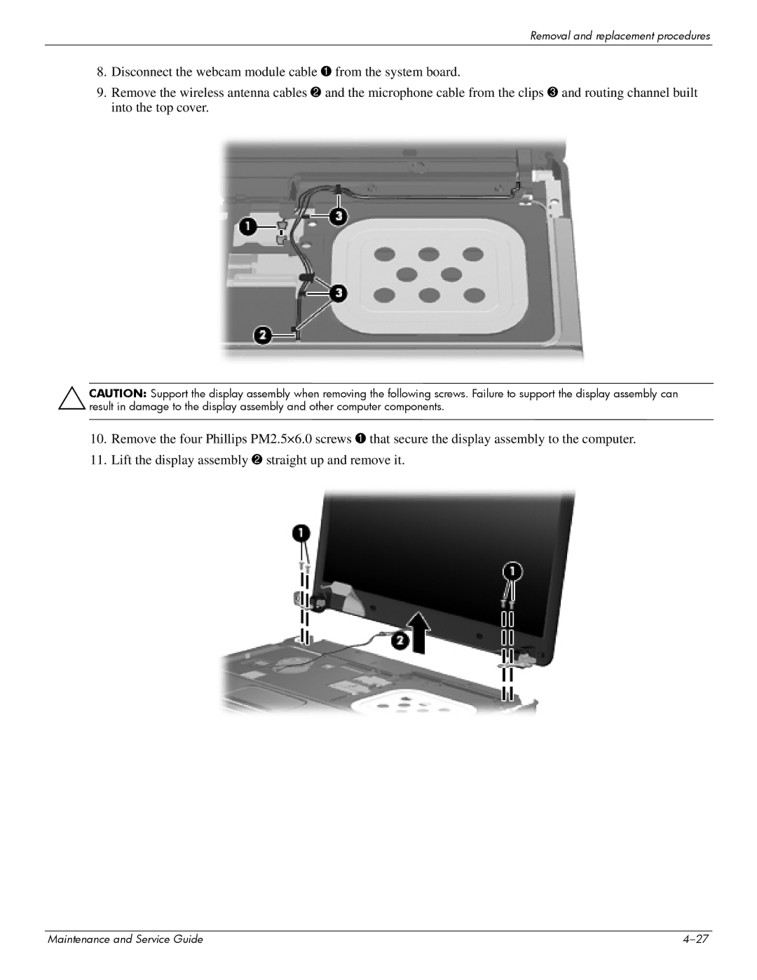 Compaq 510, 511, 515 manual Removal and replacement procedures 