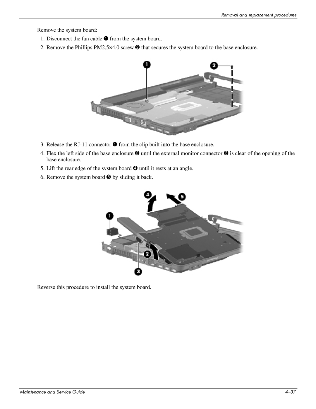 Compaq 515, 511, 510 manual Removal and replacement procedures 