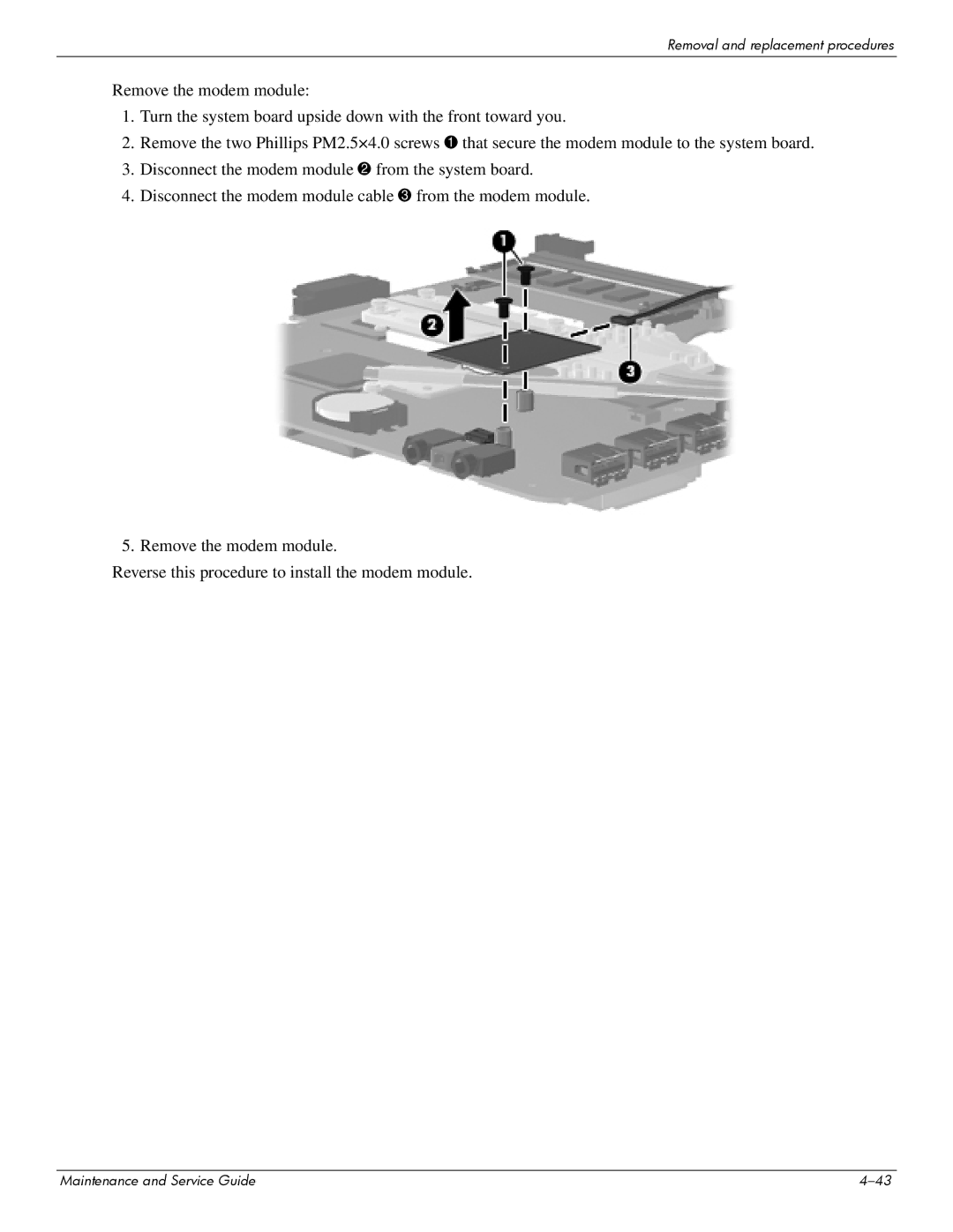 Compaq 515, 511, 510 manual Removal and replacement procedures 