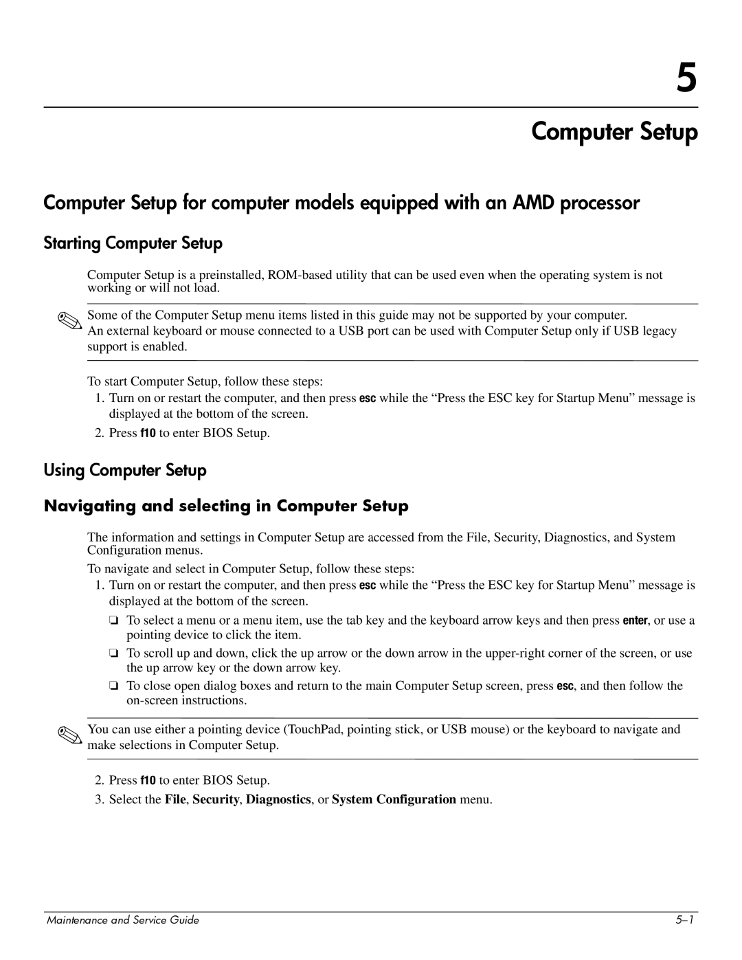 Compaq 510, 511, 515 manual Starting Computer Setup, Using Computer Setup 