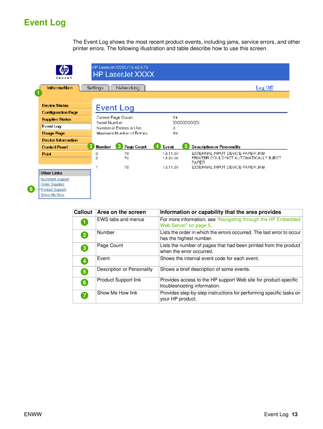 Compaq 5200 manual Event Log 