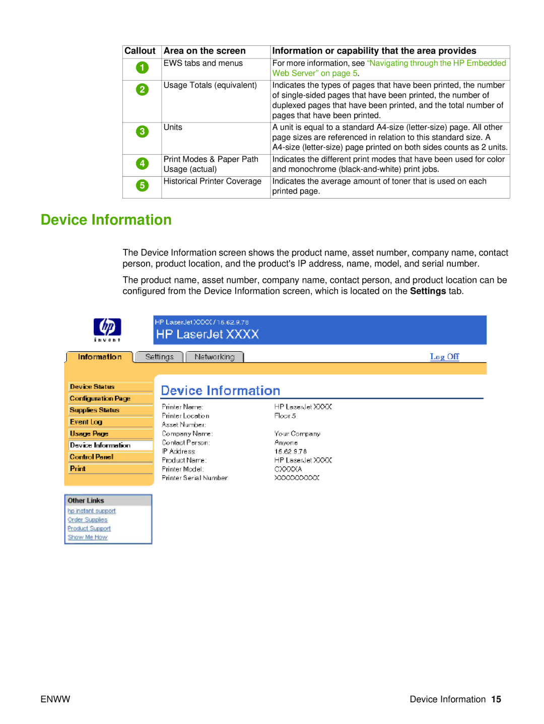 Compaq 5200 manual Device Information 