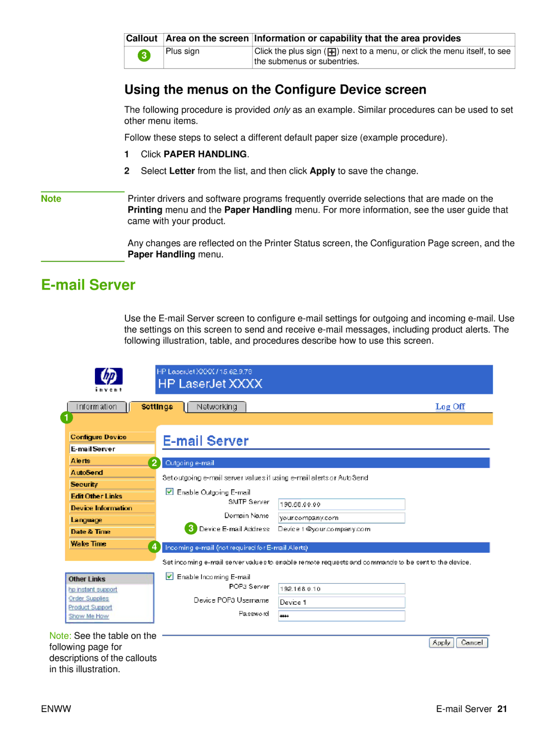 Compaq 5200 manual Mail Server, Using the menus on the Configure Device screen 