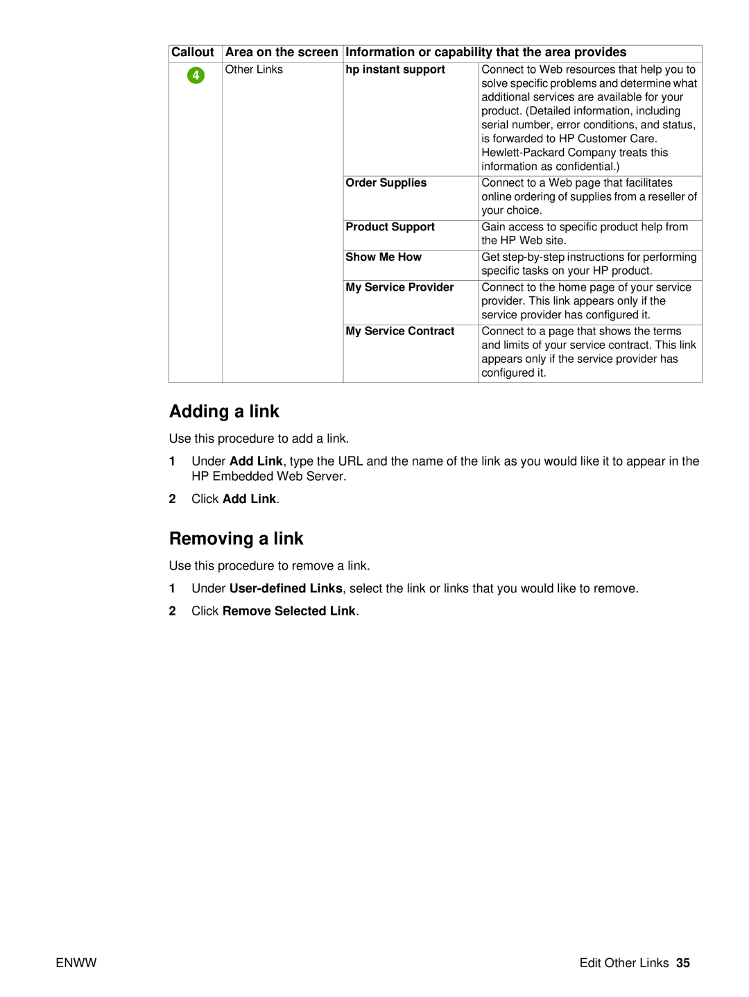 Compaq 5200 manual Adding a link, Removing a link 