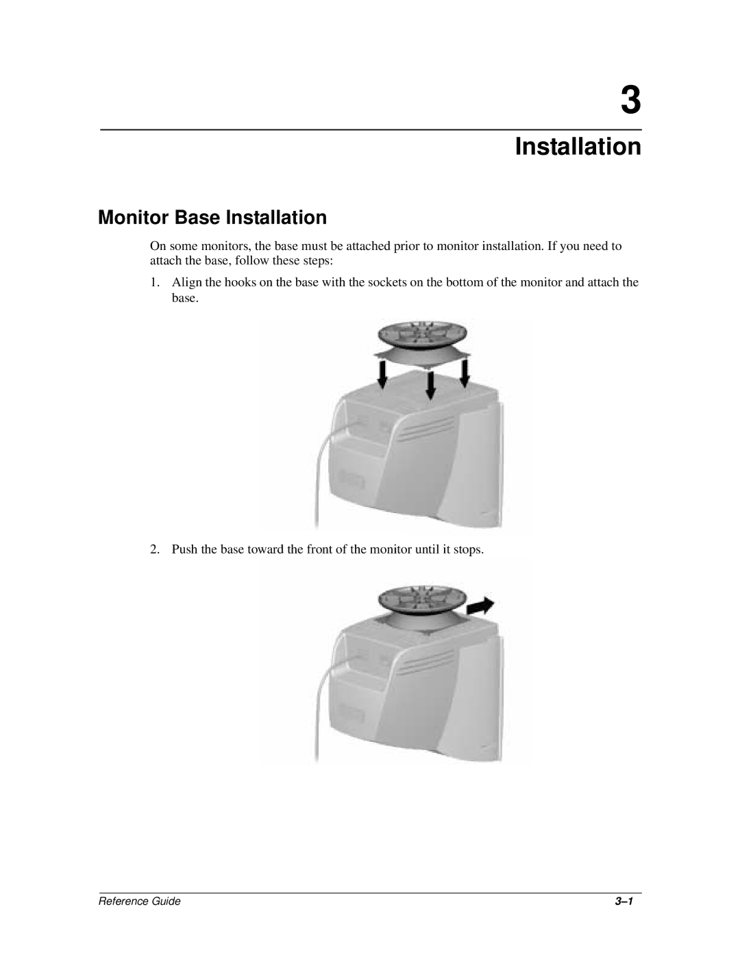 Compaq 5500 manual Monitor Base Installation 