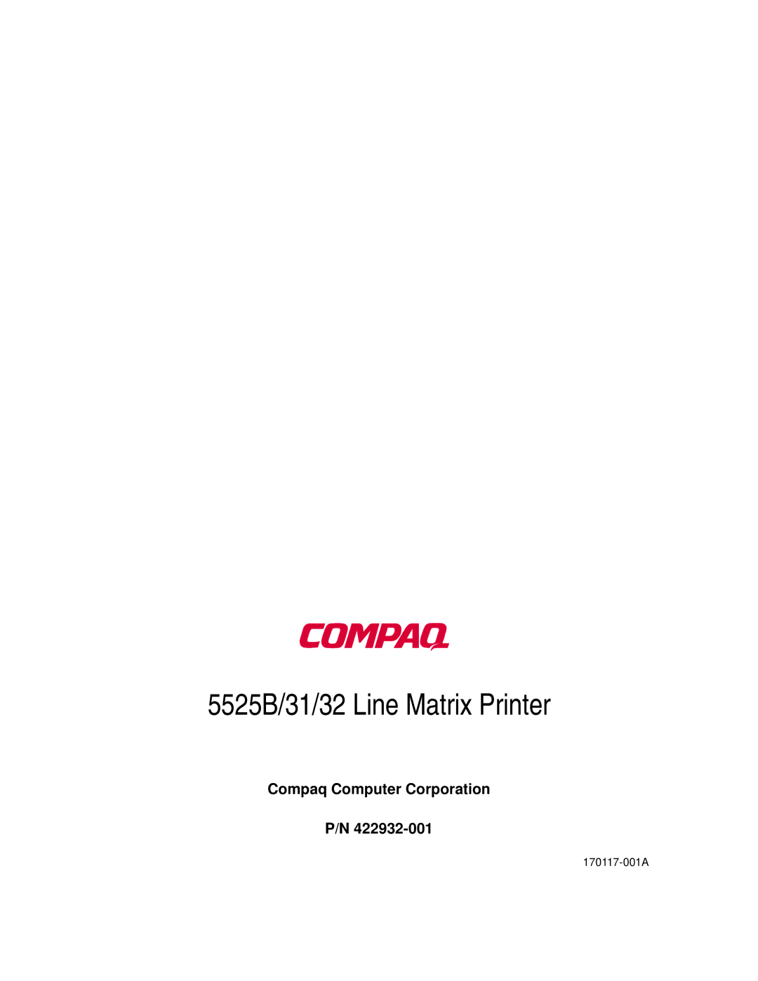 Compaq manual 5525B/31/32 Line Matrix Printer 